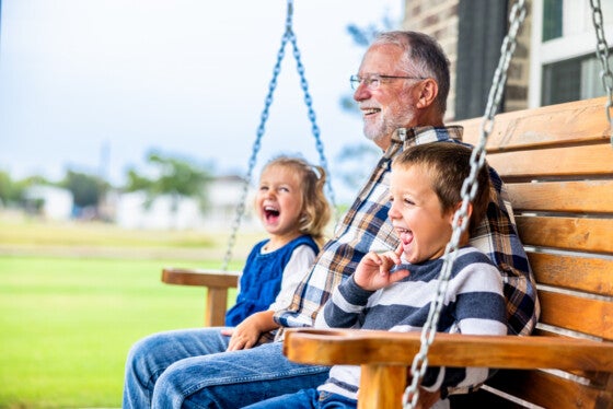 Grandpa making the grandkids laugh